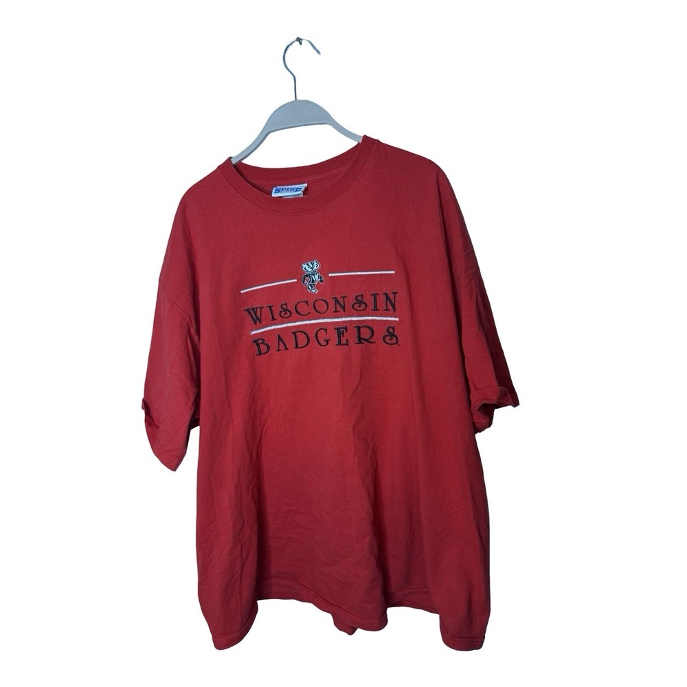 Vintage 90s University of Wisconsin Badgers Spike Embroidered T Shirt 2XL‎